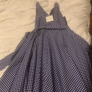 Blue and white polka dot retro style dress